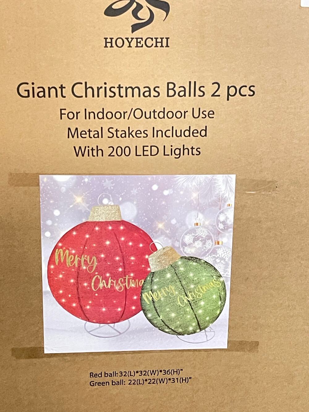 Large 2pc Lighted Pop-Up Christmas Ornaments Decoration w/ 200 LED Lights,